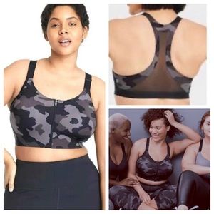 ALL IN MOTION | zip-up high impact wireless sports bra in dark grey, size 34D